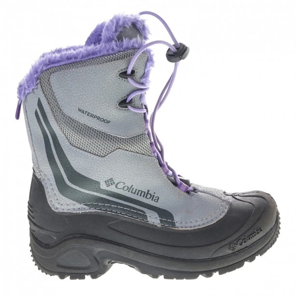Columbia Bugaboot Plus IV Youth Size 3 Gray Purple Omni Heat Boot Gray Lavender - Picture 1 of 5